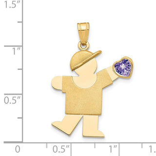 14k Yellow Gold Boy with CZ June Simulated Birthstone Pendant