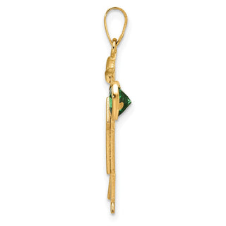 14k Yellow Gold Boy with CZ May Simulated Birthstone Pendant
