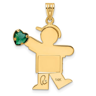14k Yellow Gold Boy with CZ May Simulated Birthstone Pendant