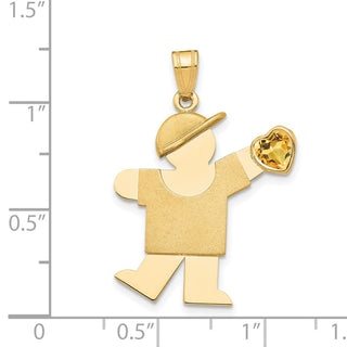 14k Yellow Gold Boy with CZ November Simulated Birthstone Pendant