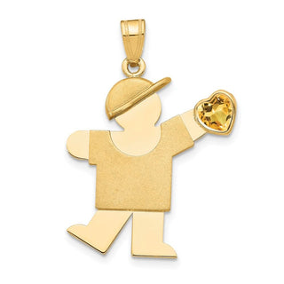 14k Yellow Gold Boy with CZ November Simulated Birthstone Pendant