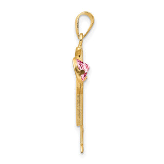 14k Yellow Gold Boy with CZ October Simulated Birthstone Pendant