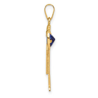 14k Yellow Gold Boy with CZ September Simulated Birthstone Pendant