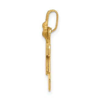 14k Yellow Gold Solid Boy Facing Right and Girl Facing Left Pendant