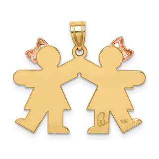 14k Yellow and Rose Gold Small Double Girls Pendant XK284