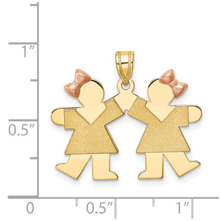 14k Yellow and Rose Gold Small Double Girls Pendant XK284