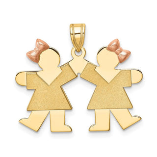 14k Yellow and Rose Gold Small Double Girls Pendant XK284