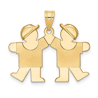 14k Yellow Gold Solid Double Boys Engravable Pendant