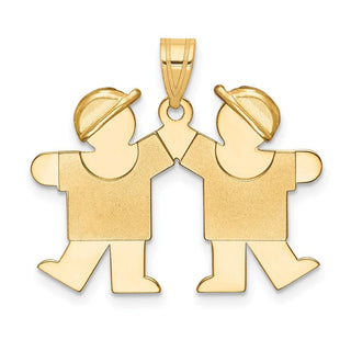 14k Yellow Gold Solid Double Boys Engravable Pendant