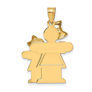 14k Yellow Gold Big Girl and Little Girl Pendant