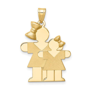 14k Yellow Gold Big Girl and Little Girl Pendant