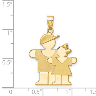 14k Yellow Gold Big Boy and Little Girl Pendant