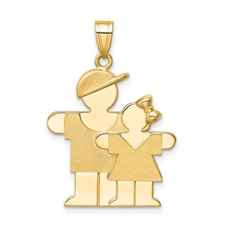 14k Yellow Gold Big Boy and Little Girl Pendant