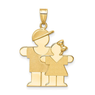 14k Yellow Gold Big Boy and Little Girl Pendant