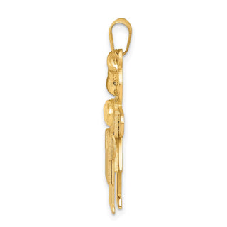 14k Yellow Gold Big Girl and Little Boy Pendant