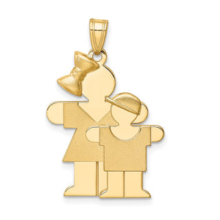 14k Yellow Gold Big Girl and Little Boy Pendant