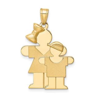 14k Yellow Gold Big Girl and Little Boy Pendant