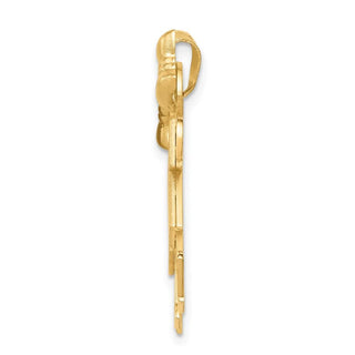 14k Yellow Gold Solid Large Double Girls w/Bows Pendant