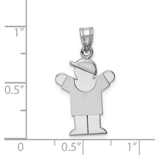 14k White Gold Small Boy w/Hat On Right Pendant XK301