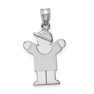 14k White Gold Small Boy w/Hat On Right Pendant XK301