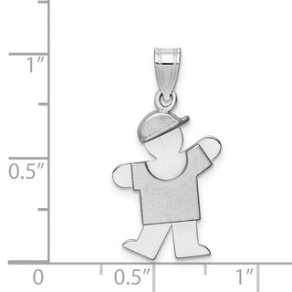14k White Gold Small Boy w/Hat On Left Pendant XK302