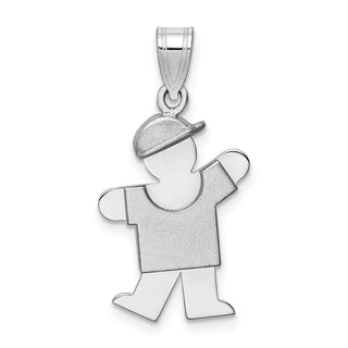 14k White Gold Small Boy w/Hat On Left Pendant XK302