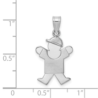 14k White Gold Small Boy w/Hat On Right Pendant XK303
