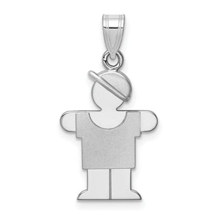 14k White Gold Small Boy w/Hat On Right Pendant XK304