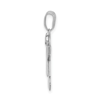 14k White Gold Small Girl w/Bow On Left Pendant XK305