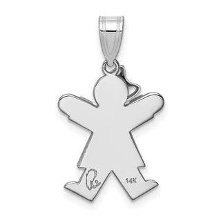 14k White Gold Small Girl w/Bow On Left Pendant XK305