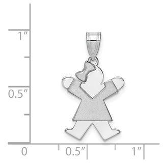 14k White Gold Small Girl w/Bow On Left Pendant XK305