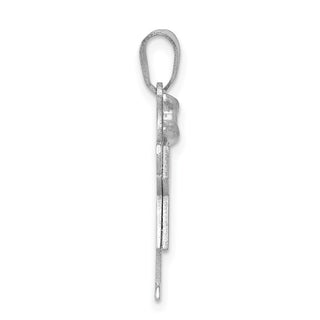 14k White Gold Small Girl w/Bow On Left Pendant XK306