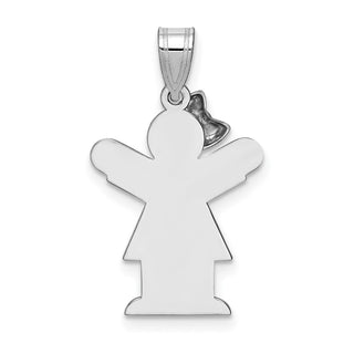 14k White Gold Small Girl w/Bow On Left Pendant XK306