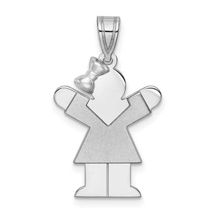 14k White Gold Small Girl w/Bow On Left Pendant XK306