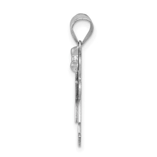 14k White Gold Small Girl w/Bow On Right Pendant XK307