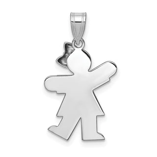 14k White Gold Small Girl w/Bow On Right Pendant XK307