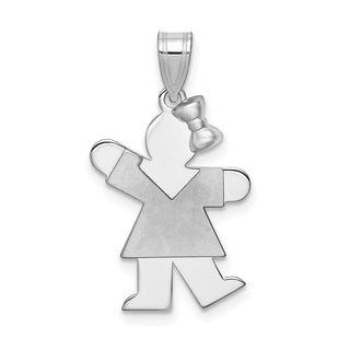 14k White Gold Small Girl w/Bow On Right Pendant XK307