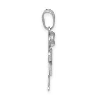 14k White Gold Small Girl w/Bow On Left Pendant XK308