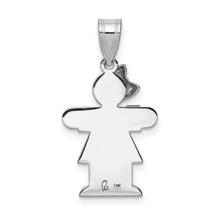14k White Gold Small Girl w/Bow On Left Pendant XK308