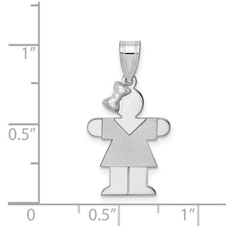 14k White Gold Small Girl w/Bow On Left Pendant XK308