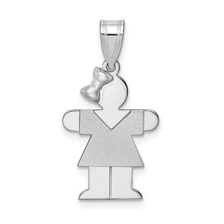14k White Gold Small Girl w/Bow On Left Pendant XK308