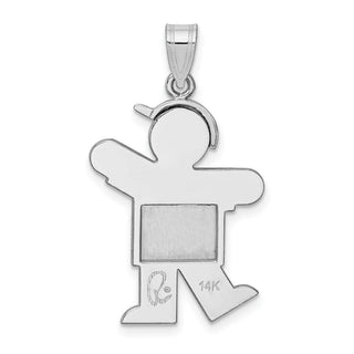 14k White Gold Medium Boy w/Hat On Left Pendant XK316