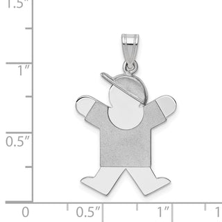 14k White Gold Medium Boy w/Hat On Right Pendant XK317