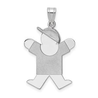 14k White Gold Medium Boy w/Hat On Right Pendant XK317