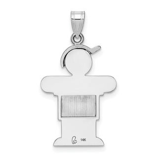 14k White Gold Medium Boy w/Hat On Right Pendant XK318