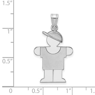 14k White Gold Medium Boy w/Hat On Right Pendant XK318
