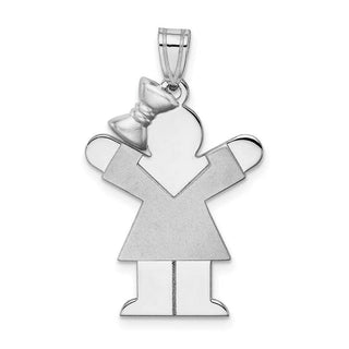 14k White Gold Medium Girl w/Bow On Left Pendant XK319