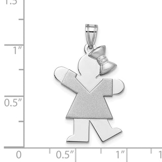 14k White Gold Medium Girl w/Bow On Right Pendant XK320