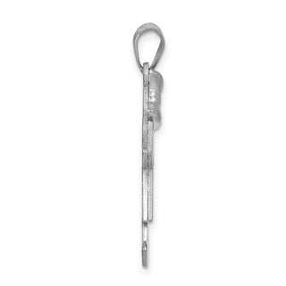 14k White Gold Medium Girl w/Bow On Left Pendant XK321