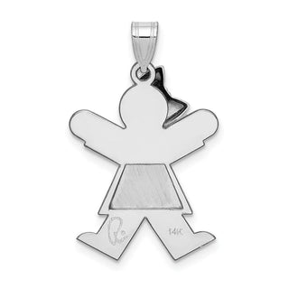 14k White Gold Medium Girl w/Bow On Left Pendant XK321